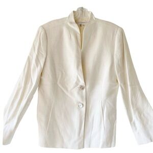 Zara Womens Cream Ivory Office Work Career Suit Blazer Single Breasted Size 12